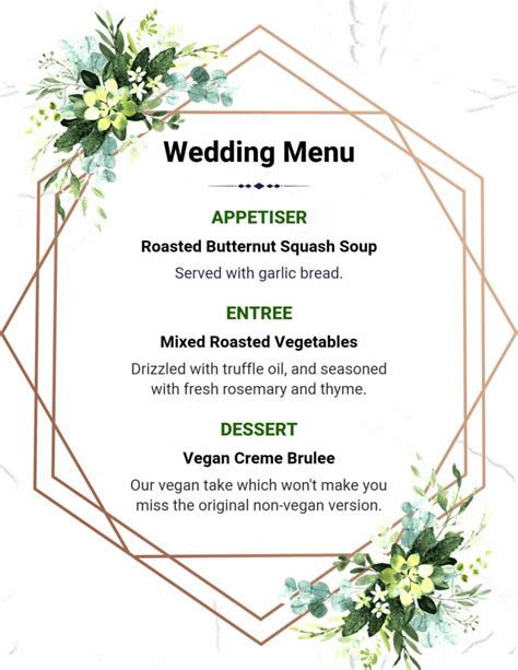 online wedding menu maker